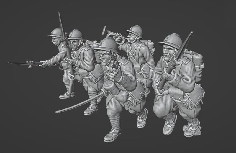 1940 French Reserve infantry charging with bayonet