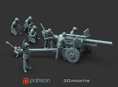 US Howitzer 105mm and Artillery Crew