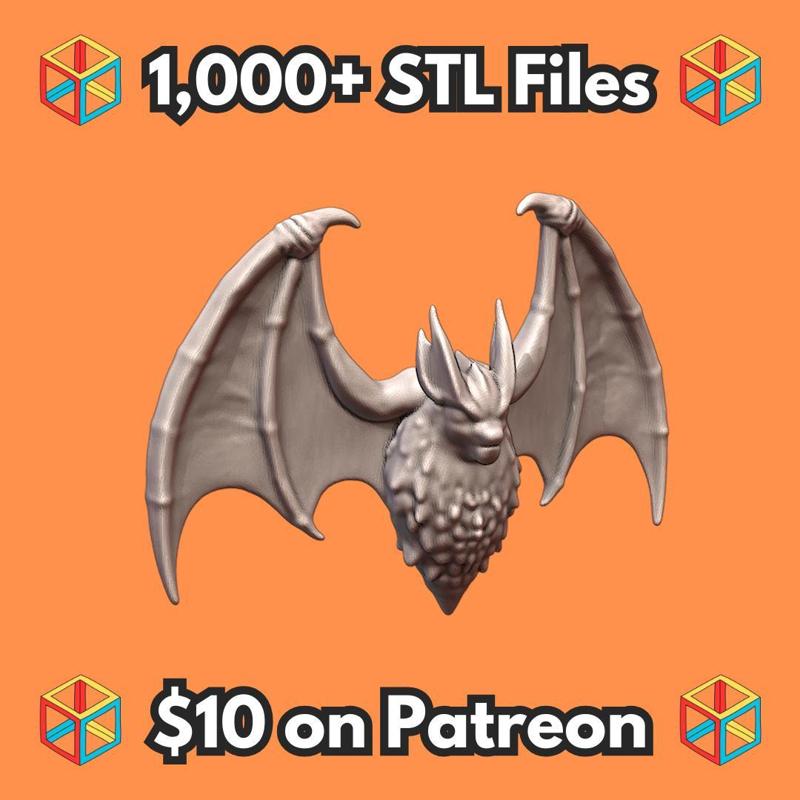 28mm Sci-Fi Arcane Bat with Feathery Wings for Dark Fantasy MineeForm FDM 3D Print STL File