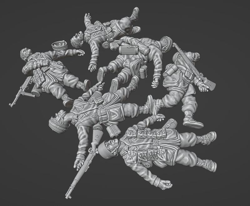 28mm Fallschirmjager casualties set 1