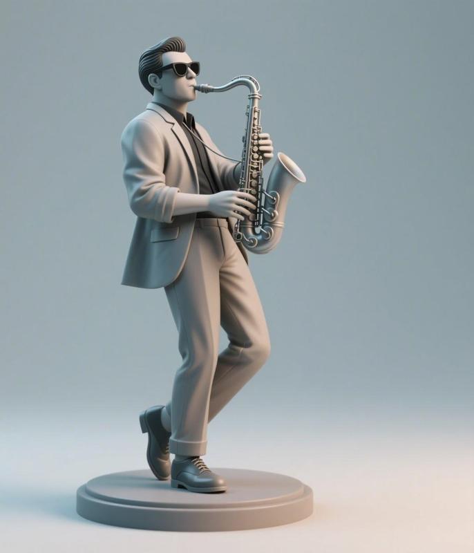 1950s Saxophone Player – 3D Printable Jazz Musician Statue