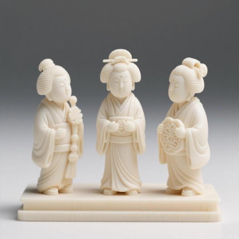 428 Japanese Netsuke-Inspired Figurines - Minimalist Full-Body 3D Model,