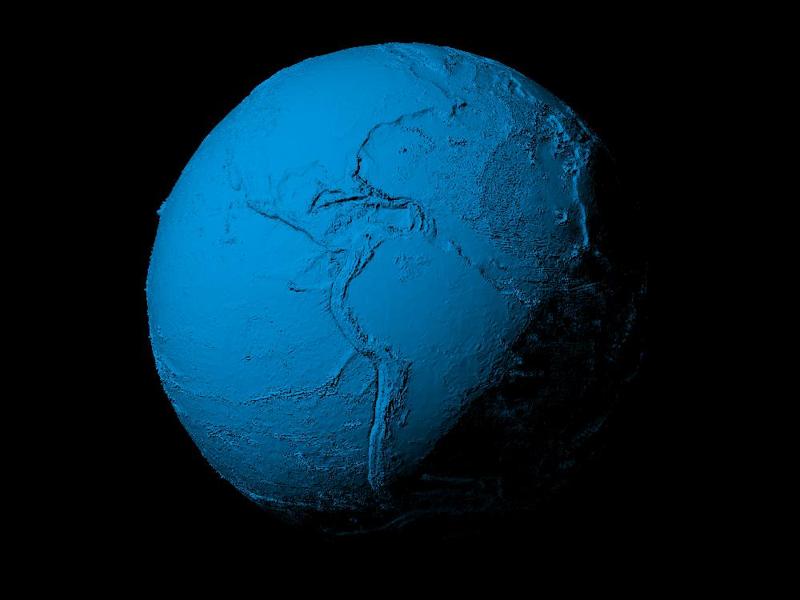Earth with exaggerated topography scaled one in sixty million