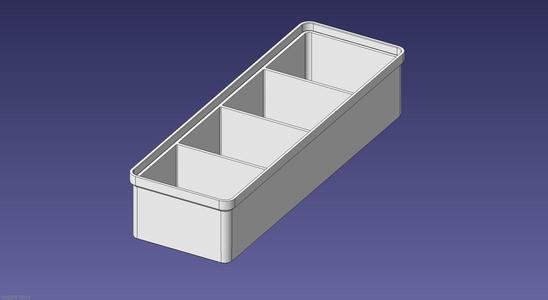1x3 units, half height, 1x4 grid Stackable Insertbox