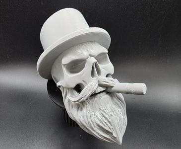 Bearded Top Hat Skull with Cigar -Lay Down Version