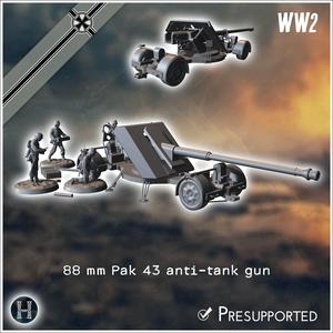 88 mm Pak 43 anti-tank gun (with 5 crews) - Germany Eastern Western Front Normandy Stalingrad Berlin Bulge WWII