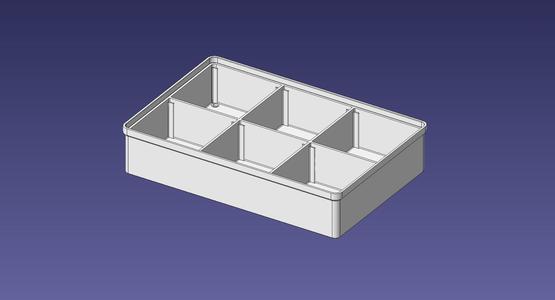 2x3 units, half height, 2x3 grid Stackable Insertbox w/ Label holder