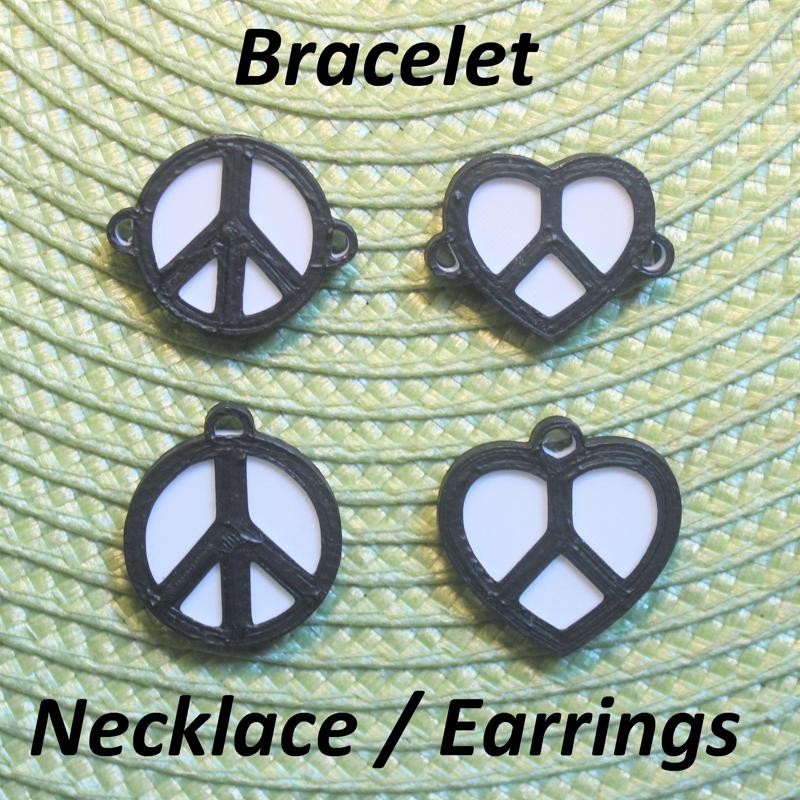 4 Peace Necklaces, Bracelets, Earrings, Jewelry
