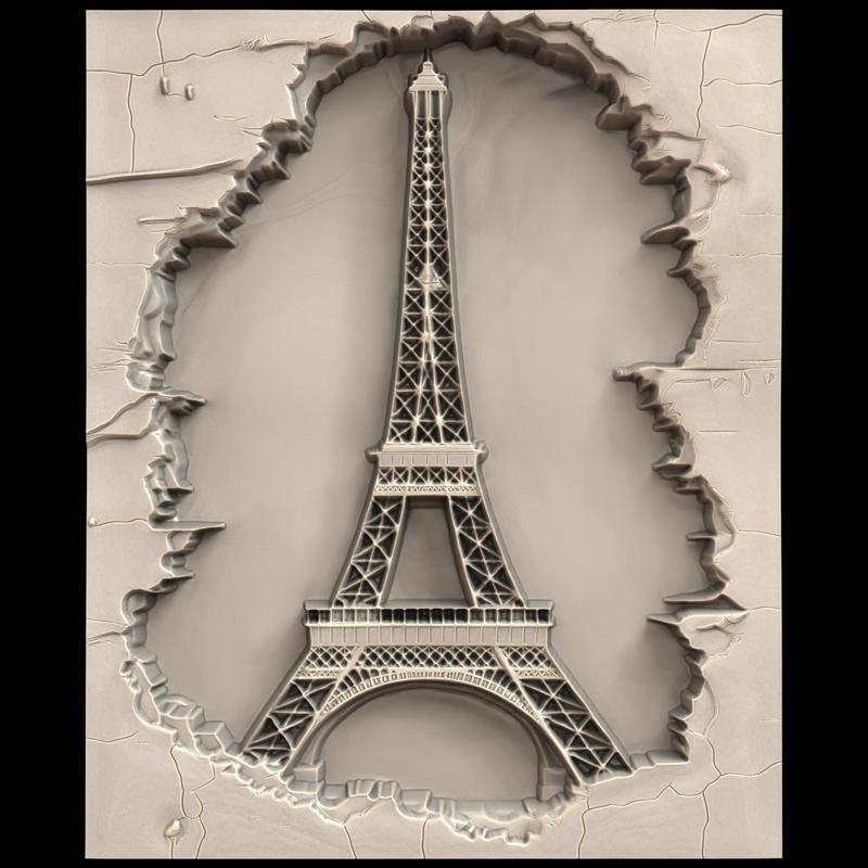 3D Model STL File for CNC Router/Laser & 3D Printer A Light Show on the Eiffel Tower Synchronized with Music
