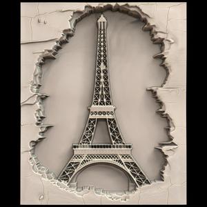 3D Model STL File for CNC Router/Laser & 3D Printer A Light Show on the Eiffel Tower Synchronized with Music