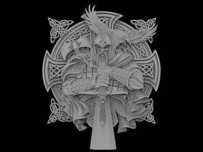 3D Model STL File for CNC Router/Laser & 3D Printer Viking with Crow