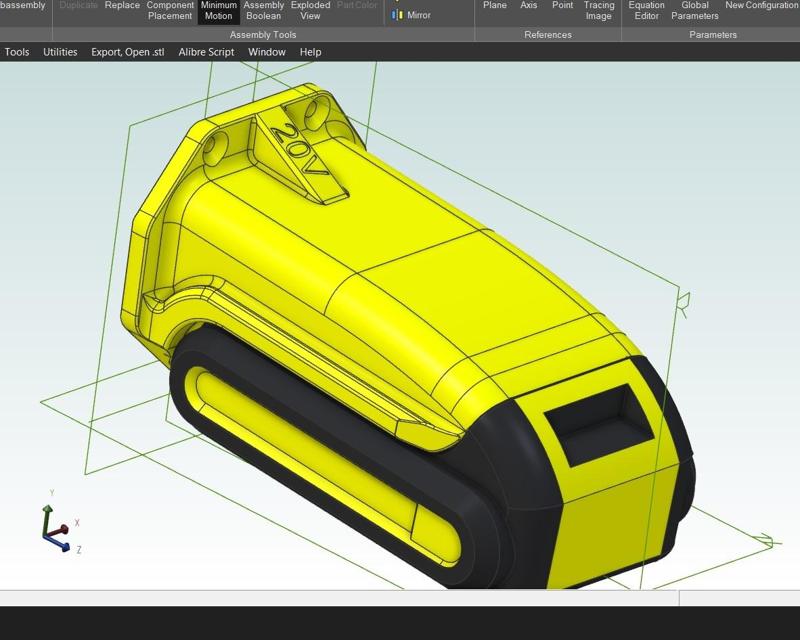 Wall Mount Holder for DeWalt 20V battery.