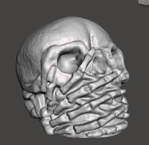 Skull covering his mouth, halloween decoration #ScanYourWorld