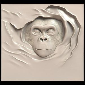 3D Model STL File for CNC Router/Laser & 3D Printer A Monkey That Hides in the Snow Like a Ninja 1