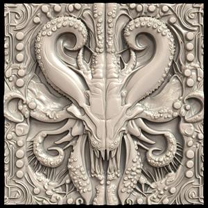 3D Model STL File for CNC Router/Laser & 3D Printer A Hybrid of Dinosaur and Alien with Tentacles 1
