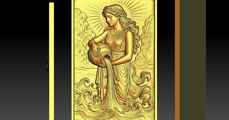 Aquarius Zodiac CNC Relief Model