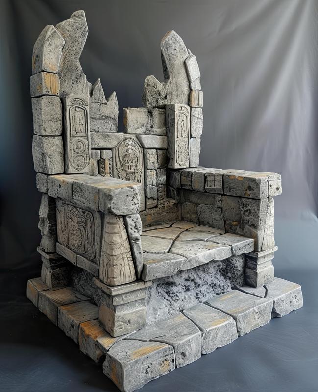 Ancient Stone Throne Diorama Prop | Fantasy & Sci-Fi Terrain for Miniatures