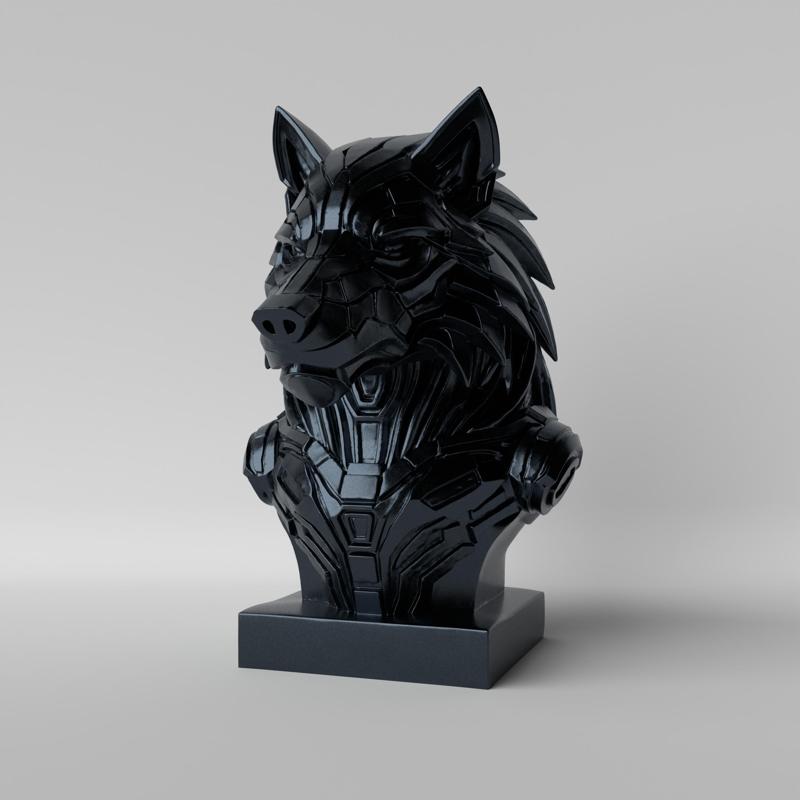 Cyber Wolf – Futuristic Mecha Wolf Bust