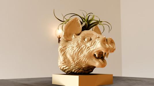 vampire screaming bust planter pot flower vase stl