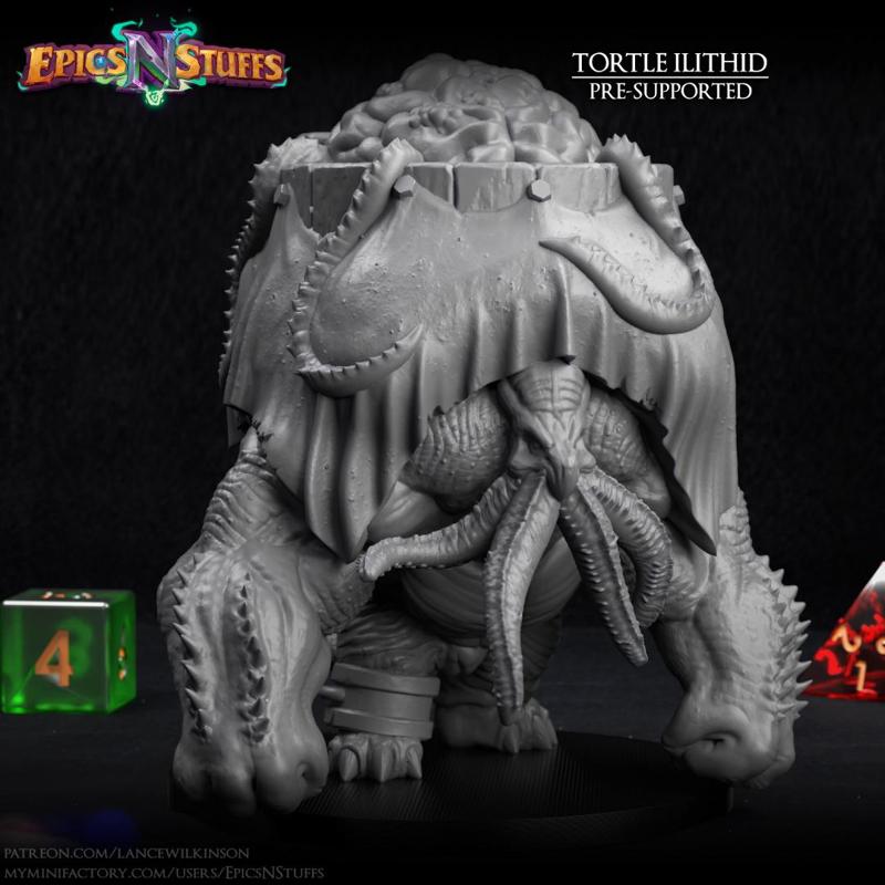 Tortle Ilithid Miniature - Pre-Supported