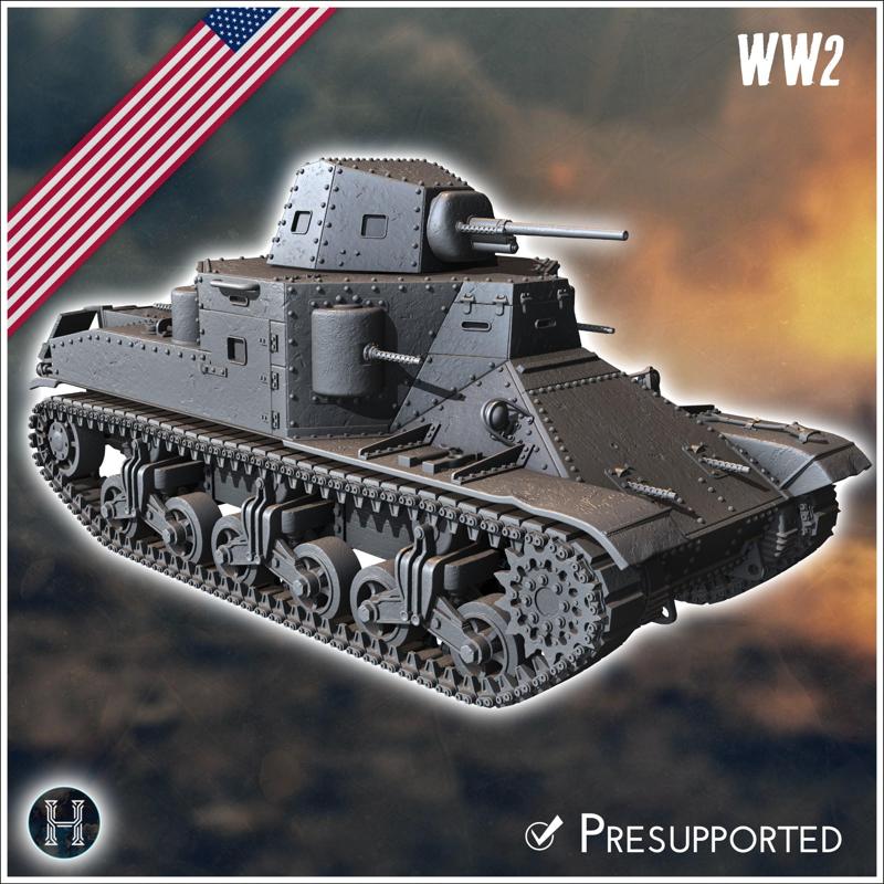 M2 Medium Tank (combat damaged version) - USA US Army Western Front Normandy Africa Bulge WWII D-Day
