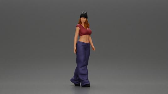 hip hop lowrider girl strutting confidently in a stylish hat