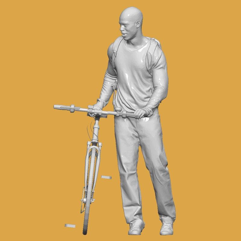 MAN WITH BIKE FOR DIORAMA PEOPLE CHARACTER