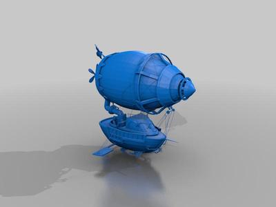 Steampunk Dirigible with Ship