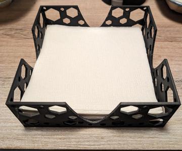Napkin holder flat 6 inch square hexagonal pattern