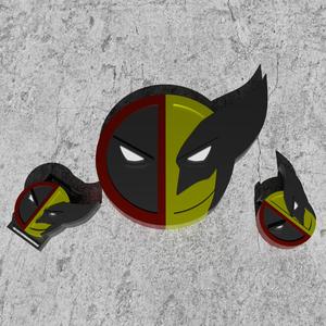 Deadpool and Wolverine Logo Keychain Bracelet