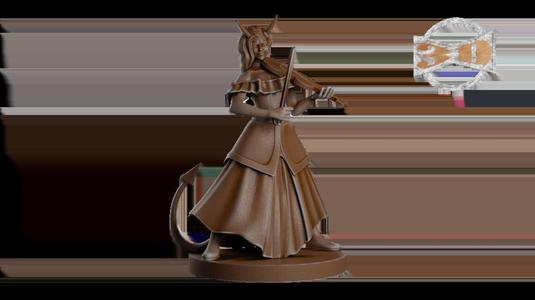 Tiefling Female Bard with a Fidle