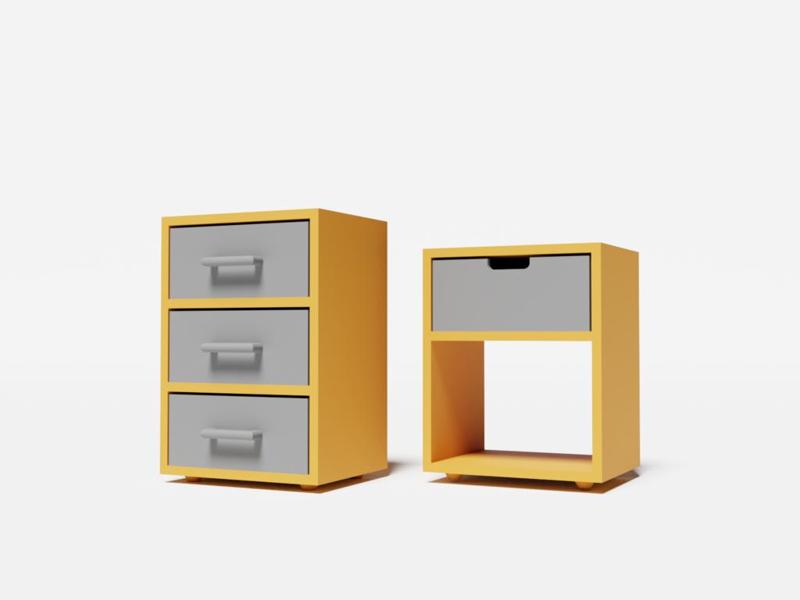 Dollhouse 1:12 miniature Bed Side Table & 3 Drawer Chest