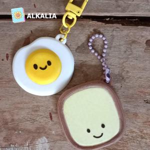 Cute egg and bread keychain