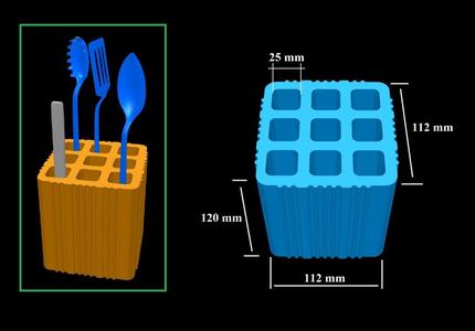 Brick-shaped cutlery holder