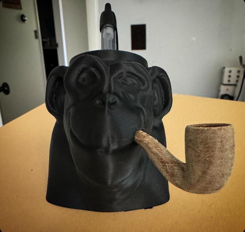 Smoking Chimp Pencil Holder