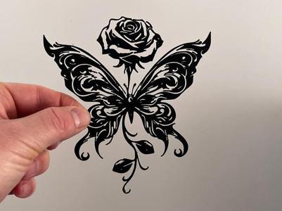 Wall Art - Butterfly and Rose