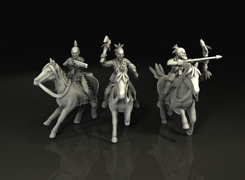 French indian war native american maunted warriors