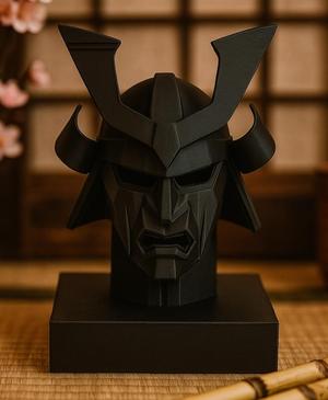 Samurai Mask Sculpture - Japanese Armor Art