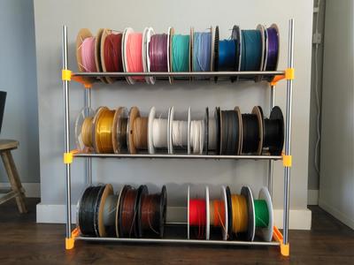 Filament rack from reused IKEA TJUSIG bars