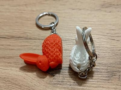 Knitted rabbit with heart keychain