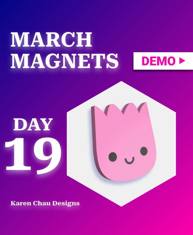 March Magnets - Day 19 #marchmagnets | Kawaii tulip flower head