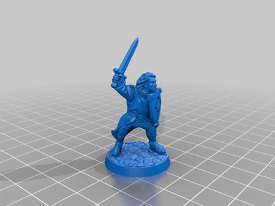 Fighter with Sword and Shield (28mm, supportless)