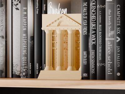 Book Nook Lamp. Roman temple Bookend for Bookshelf