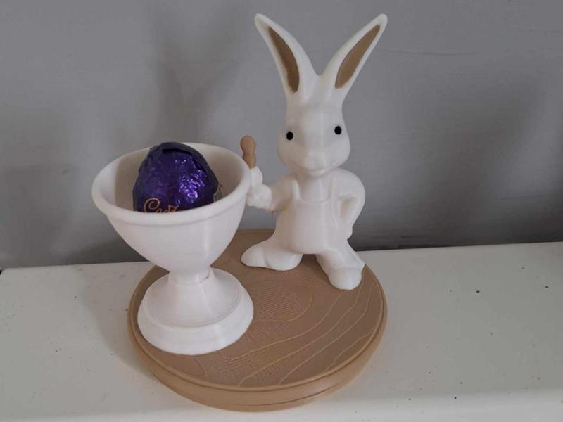 Chef bunny and egg cup holder