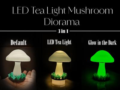 Glow in Dark Mushroom [LED Tea Light Candle Lamp]