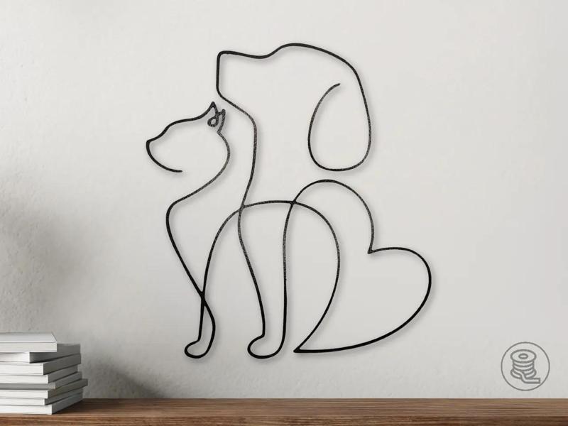 Dog Cat Heart Wall Art   