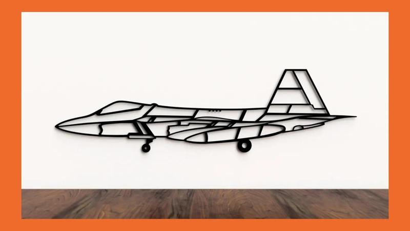 F-22 Wireframe wall art (F22 Fighter Jet)   