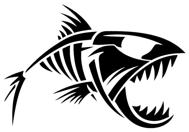Skeleton Fish stencil 3