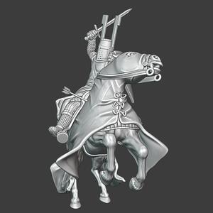 Teutonic knight fighting from horseback