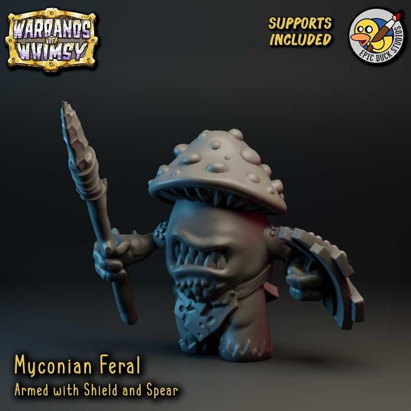 Myconian Feral - Mushroom Warrior with Shield & Spear